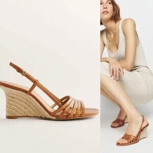 Reformation Ava Strappy Wedge Espadrille Sandals In Nutmeg Brown Size 9 New